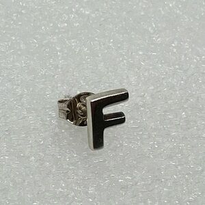 Vintage 925 Sterling Silver Letter F Stud Earring w Butterfly Backing